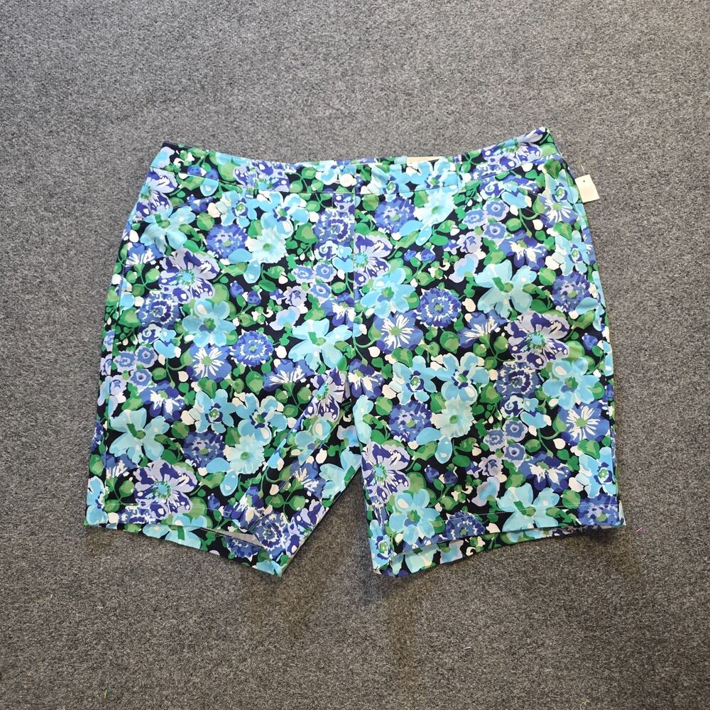 Talbots Shorts Womens Size 24W Blue Floral Weekend Twill 9 Inch Preppy Casual